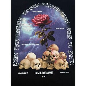 Civil Regime Blooming Through Chaos Skull Rose Graphic T-Shirt Black XXL
